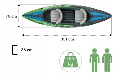 Надувний двомісний каяк INTEX Challenger K2 + весла, 68306 NP