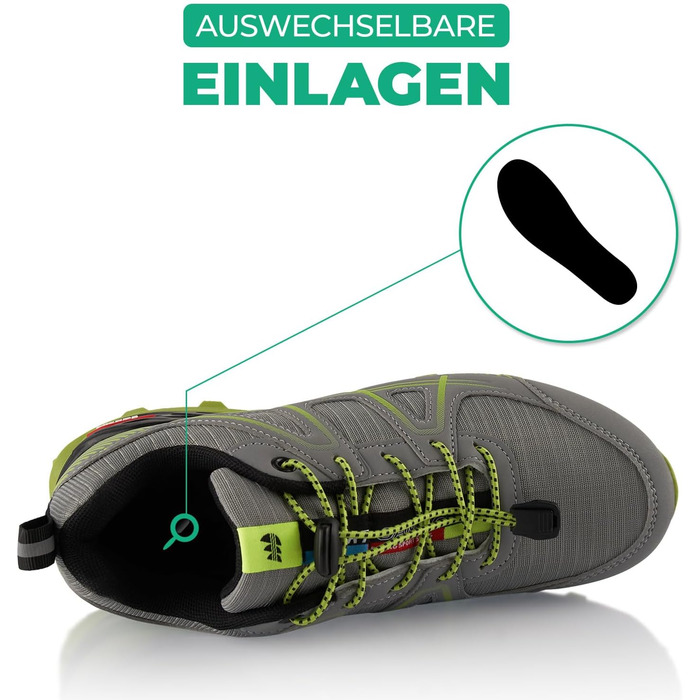 Черевики для хайкінгу та трекінгу Damen Herren: дихаючі, для жінок та чоловіків, турецький колір (42 EU, сірий, зелений)