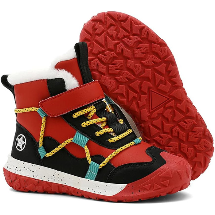 Водонепроникні зимові черевики для дітей: зимові чоботи для дівчаток та хлопчиків, утеплені, для активного відпочинку на вулиці, неслизькі, червоні (29 EU)