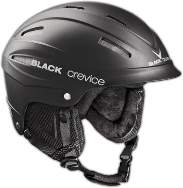 Чорний лижний шолом Black Crevice Ischgl, ударостійкий, спортивний дизайн, для чоловіків і жінок, сноуборд-шолом, дихаючий, регульований розмір S, чорний колір