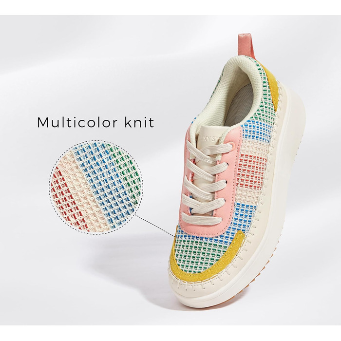 Кросівки жіночі Lucky Step на платформі з камінням, рожево-жовті, повсякденні, 39 EU