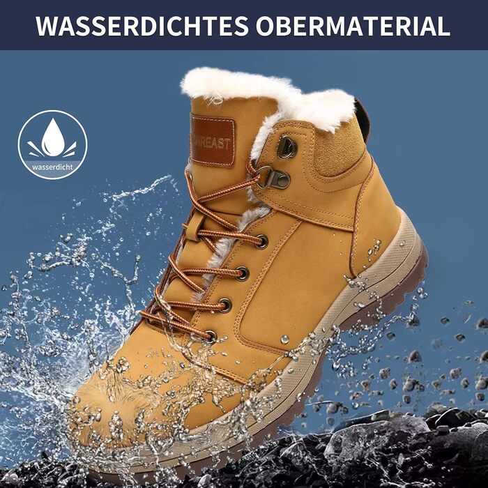 Теплі зимові черевики VisionReast з підкладкою, водонепроникні, для піших прогулянок, трекінгу, хайкінгу, для чоловіків та жінок, з шнурівкою, неслизькі, Outdoor (47 EU, Жовті)