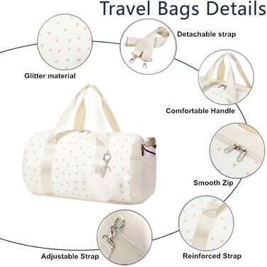 Спортивна сумка для дівчаток для балету та плавання, фіолетова (дизайн «Біле серце»)