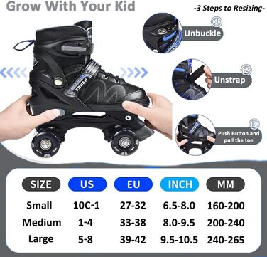 Роликові ковзани ERAN для дітей з LED підсвічуванням. Комфортні ролики для юнаків та початківців. 4 розміри, ролики для дівчаток, хлопчиків та початківців (білий, M)