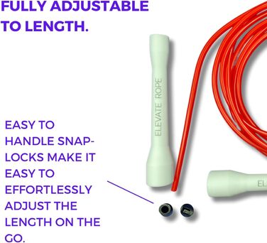 Стрибкове канат Elevate Speed Rope MAX - професійний, з міцного PVC, з нейлонового сердечника, 5 мм, довжина до 3 метри, з червоними ручками
