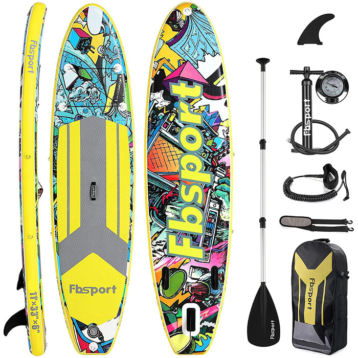 SUP дошка надувна FBSPORT, комплект для Stand Up Paddling (15 см), з регульованим алюмінієвим веслом та насосом