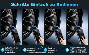Портативна акумуляторна повітряна помпа для велосипеда - Hofeny, компресор, LED-ліхтар, для авто та мотоцикла