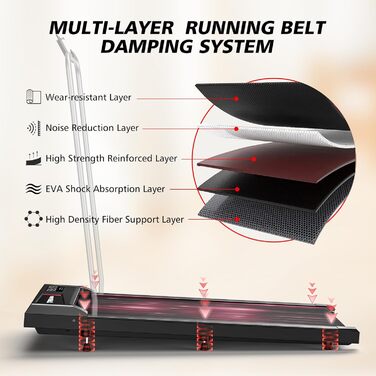 Walking Pad Treadmill Cardirun з нахилом та ручками: компактний біговий тренажер 2-в-1 для дому, 2.5HP, до 136 кг, LED-дисплей, керування через додаток/пульт, чорний з підлокітниками