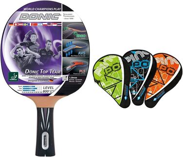 Набір для настільного тенісу Donic-Schildkröt Top Team 800 з чохлом, AVS & PLS-ручки, губка 1,8 мм, Vari Slick ITTF, 754198