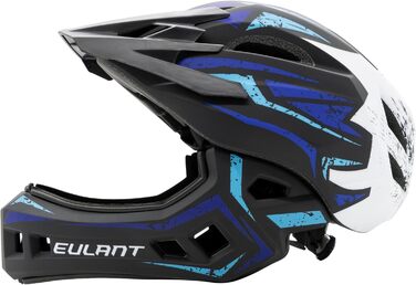 Дитячий велосипедний шолом EULANT з підборіддям, повнолицевий BMX/MTB, для хлопчиків і дівчаток, знімний підборідник, розмір S (48-52 см), синьо-жовтий