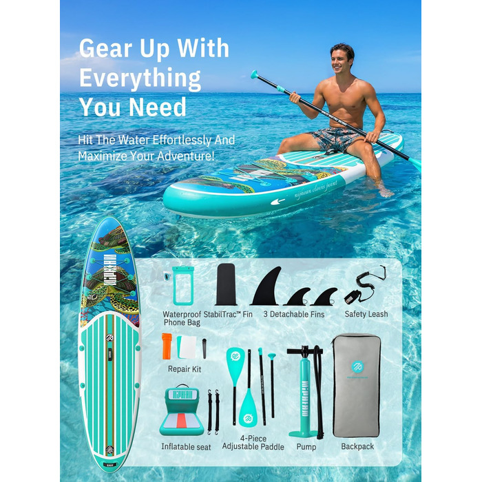 Надувне SUP-борд Niphean з сидінням та аксесуарами, 320 см, для 2 осіб, до 200 кг, для будь-якого рівня майстерності