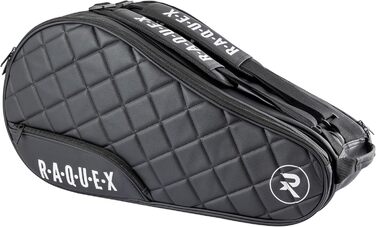 Raquex Elite преміальна сумка для падельних ракеток (до 4 штук), синя або чорна, шкірозамінник, чоловіча/жіноча, м'яка захисна падель-сумка, розкішний подарунок