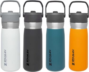 Термобутилка Stanley Iceflow Flip Straw з нержавіючої сталі, 0.65 л, з трубочкою, утримує холод 12+ годин, герметична, BPA Free, підходить для посудомийної машини, колір чорний
