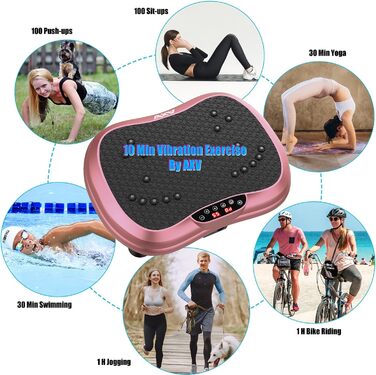 Віброплатформа для тренувань AXV, Mini-Fitness, Лімфодренаж, Схуднення, Формування, Тонінг, Домашні тренування, Рожевий колір