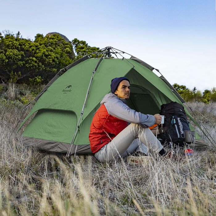 Намет Naturehike Pop Up для кемпінгу 3-4 особи, автоматичний намет-купол, сімейний намет з сумкою, колір хакі