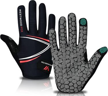 Велосипедні рукавички Westwood Fox Vofinger з антиковзаючою поверхнею та підтримкою сенсорного екрану, амортизуючі рукавички для гірського велосипеда, шосе, перегонів, велоспорту та спорту для чоловіків та жінок (M, червоні)