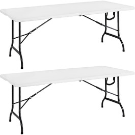 Стол для саду Casaria® 183x76 см, розкладний, вологостійкий, пластиковий, для тераси, кемпінгу, балкону, буфетний стіл (2 шт.)