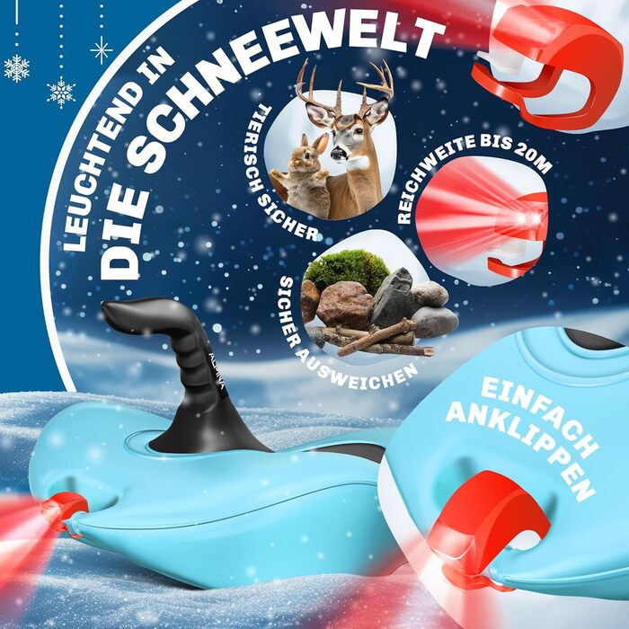 Кесер® Бобслей Alpina з LED-підсвічуванням, мотузкою, для дітей та дорослих, пластиковий санний, зимовий спорт