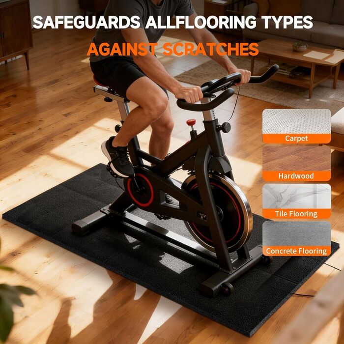 Захисний килимок під бігову доріжку, велотренажер та еліптичний тренажер, шумопоглищаючий підкладник для підлоги (160 x 75 x 0.6 см)