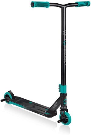 Трюковий самокат Globber GS 540, 100 мм, ABEC 7, підсилене кермо, 360° обертання, чорний-бірюзовий, універсальний розмір