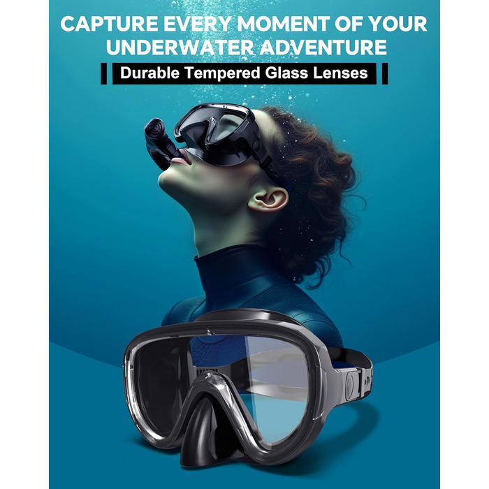 Набір для снорклінгу G2RISE для дорослих, маска для плавання та трубка, чорний+темно-зелений