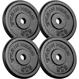 Train Hard набір дисків для штанги 20 кг, чавунні, отвір 30/31 мм, гантельні млинці, вага 5x4 кг