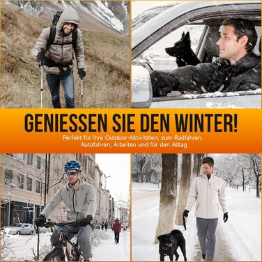 Рукавички PUIOU для чоловіків та жінок, теплі зимові рукавички для велосипеда, спортивні рукавички з сенсорним екраном, чорні (L)