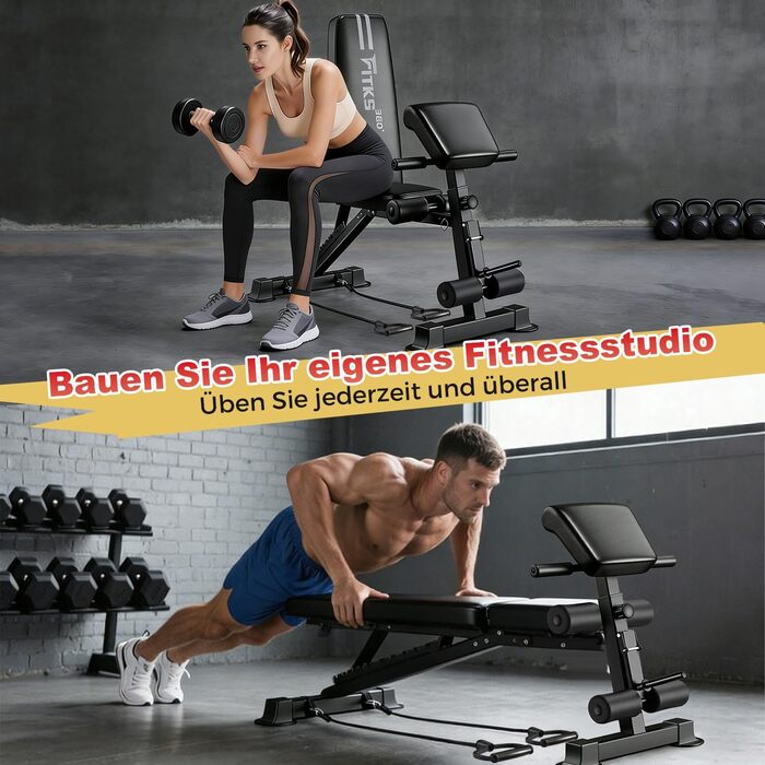 Багатофункціональна розкладна лава для гантелей 13 в 1, регульована фітнес-лава для дому, тренажер для вправ на прес та всього тіла, витримує до 400 кг