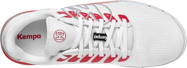 Жіночі кросівки Kempa Attack Pro 2.0 – легкі та дихаючі для занять спортом, бігу та відпочинку. Біло-червоні, розмір 36 EU