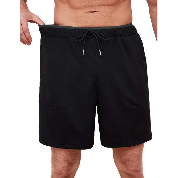 Чоловічі спортивні шорти Soer Activewear з кишенями та блискавкою, бавовняні шорти для бігу та відпочинку, чорні (XL)
