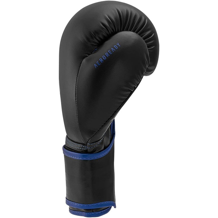 Боксерські рукавички adidas Hybrid 80 для боксу, кікбоксингу, MMA, тренувань, 6 унцій, чорні/сині, унісекс