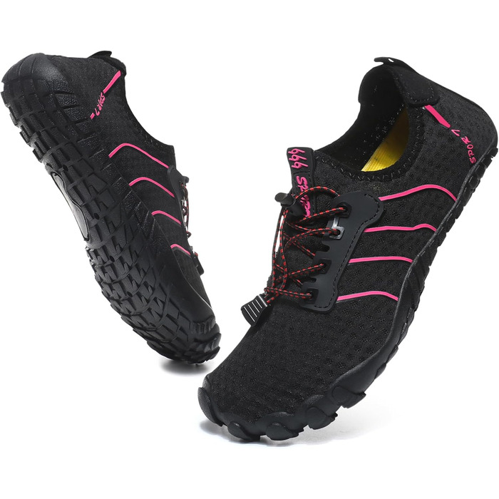 Чоловічі та жіночі аквашузи для плавання та серфінгу, швидко сохнуть, чорно-рожеві (36 EU)