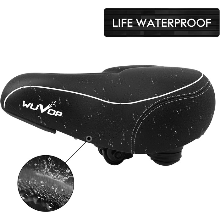 Широке велосипедне сідло Oversized для жінок та чоловіків. Комфортне, універсальне сідло з водонепроникним покриттям та світловідбиваючою смугою. Підходить для Peloton, тренажерів, круїзерів та міських велосипедів (чорний/білий)
