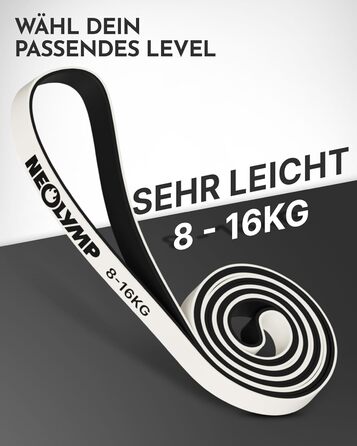 Резистентні гумки Neolymp з натурального латексу з електронною книгою для фітнесу - довгі гумки для силових тренувань, фітнес-гумки, гумки для підтягувань (дуже легкі | 8-16 кг)