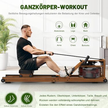 Гребний тренажер Kitopa RW719-50 з водою, для дому, з Bluetooth, Kinomap (30 днів)