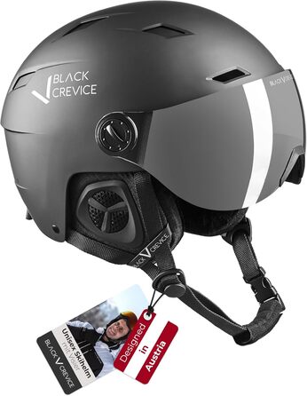 Шолом гірськолижний BLACK CREVICE Kirchberg з візором та вентиляційними отворами - дихаючий шолом для чоловіків та жінок