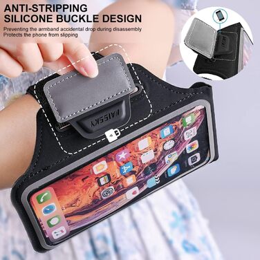 Спортивний браслет на руку для бігу з кишенькою для телефону та ключей, чорний. Сумісний з iPhone 17/16/15/14/13/12/11 Pro Max/Plus та іншими смартфонами до 6.9 дюймів