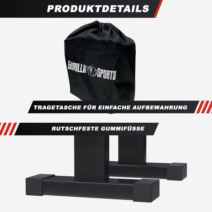 Ручки для віджимань Gorilla Sports® (2 шт) дерев'яні/сталеві, до 300 кг, з сумкою - для калістеніки, парних віджимань, стійки на руках