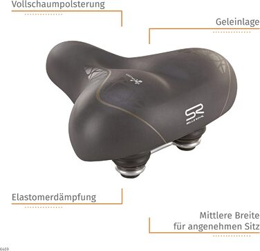 Велосипедне сідло Selle Royal Touren City, гель, еластомери, шкіряна структура, чорне