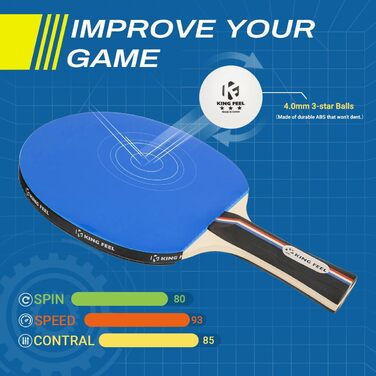 Набір для пінг-понгу: 4 ракетки преміум-класу, 8 м'ячів 3-зірки, чохол. Підходить для гри в приміщенні та на вулиці, блакитний колір