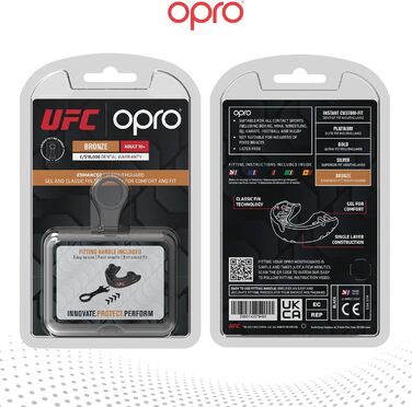 Захист для зубів OPRO Bronze - для боксу, єдиноборств, MMA, дітей та дорослих. Самоадаптується для хокею, кікбоксингу, регбі. Гарантія від дантиста. Колір: чорний.