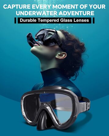 Набір для снорклінгу G2RISE для дорослих, маска для плавання та трубка, чорний+темно-зелений