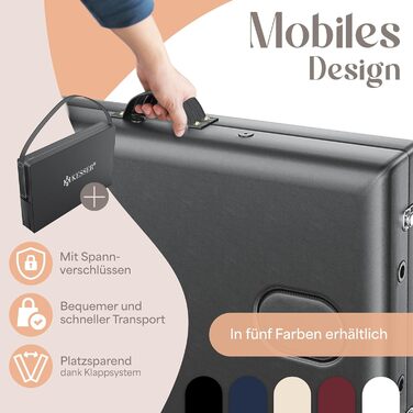 Масажне ліжко KESSER® з 3 зонами, до 250 кг, складане, регульоване, з аксесуарами (підголівник, підлокітники, сумка), антиковзне покриття, 61 см