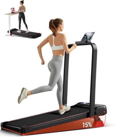 Біговий тренажер CURSOR 4-в-1: складаний, з нахилом 15%, Walking Pad з регулюванням нахилу та трійною амортизацією, дистанційне керування, максимальне навантаження 136 кг