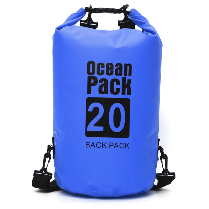 Водонепроникний мішок-сумка Dry Bag 20L, блакитний. Для каякінгу, сплаву, кемпінгу, походів та сноубордингу. Регульований ремінь.