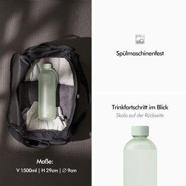 Пляшка для води KIVY 1,5 л для газованої води, герметична, для спорту, школи та офісу, спортивна пляшка, підходить для газованих напоїв, можна мити в посудомийній машині