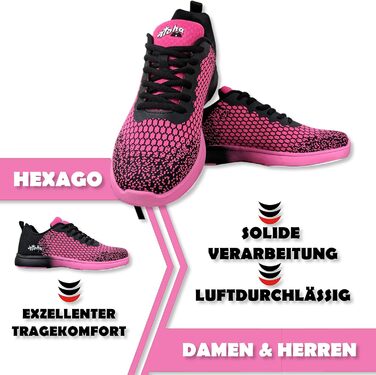 Жіноче/Чоловіче/Юнацьке взуття для боулінгу Aloha HexaGo – для правші та лівші, рожево-чорне, 37 EU