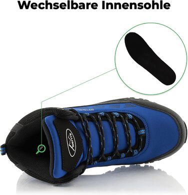 Черевики для ходьби жіночі та чоловічі, зимові, водонепроникні, 36 EU, синій, чорний