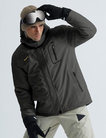 Куртка GEMYSE для чоловіків, водонепроникна, вітронепроникна, з підкладкою, зимова куртка з капюшоном для спорту, відпочинку, активного відпочинку на природі (сірий колір, розмір S)