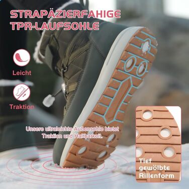 Зимові черевики VisionReast для чоловіків та жінок, утеплені, непромокаючі, трекінгові, туристичні, з антиковзкою підошвою, на липучці (36 EU, сірий)